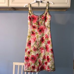 Elizabeth Wayman floral scoop neck a line dress